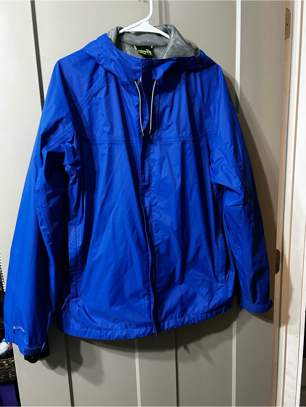 Royal blue Köppen rain/wind jacket hooded full zip